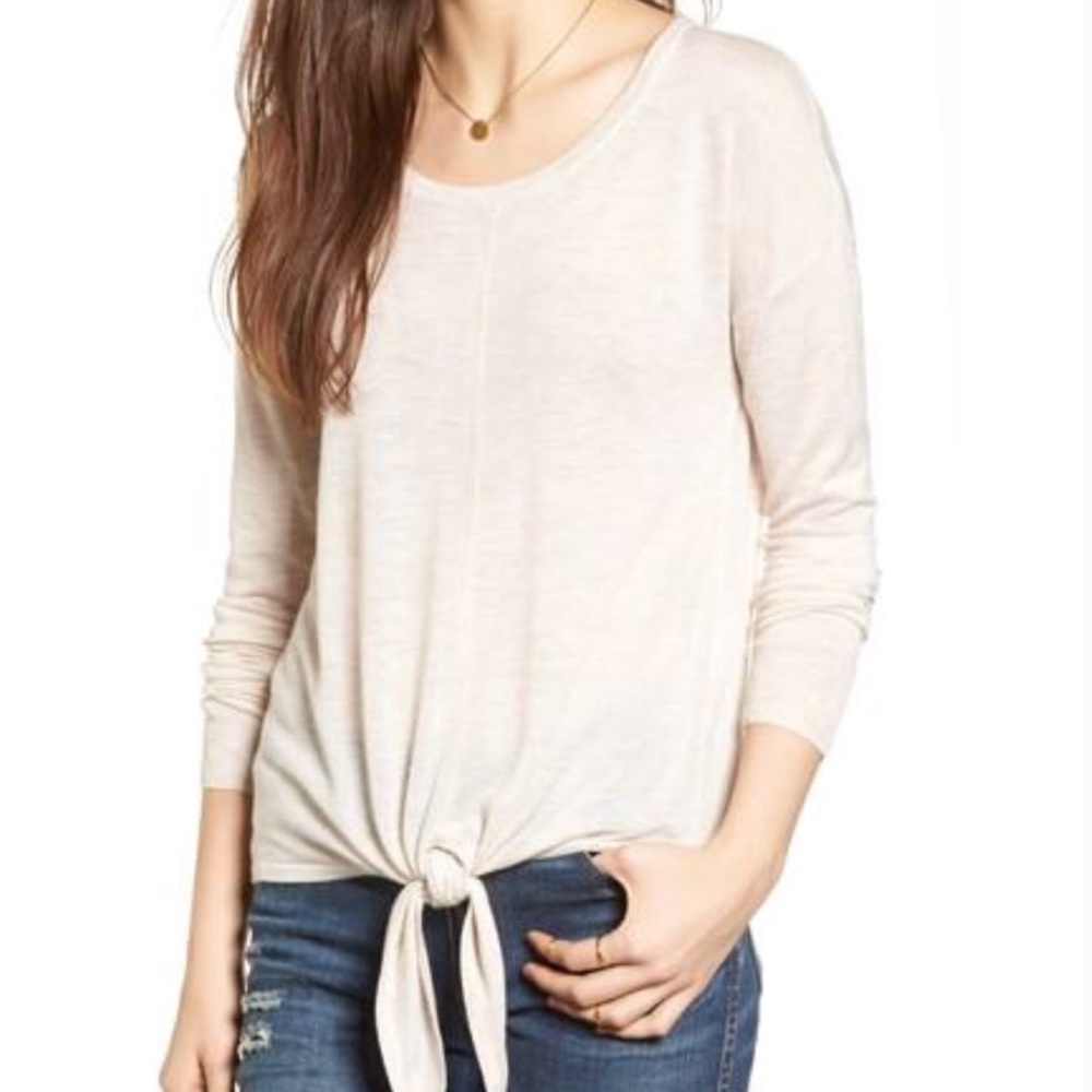 Madewell Tie Front Sweater Heather Vanilla